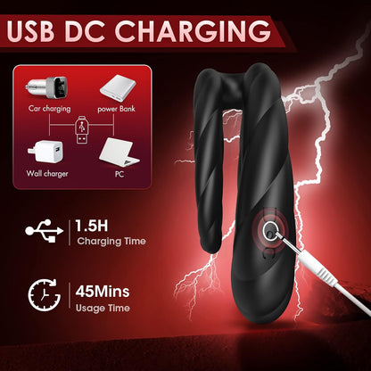 Electric Lock Penis Ring Vibrator Glans Stimulator with 10 Powerful Vibration Modes