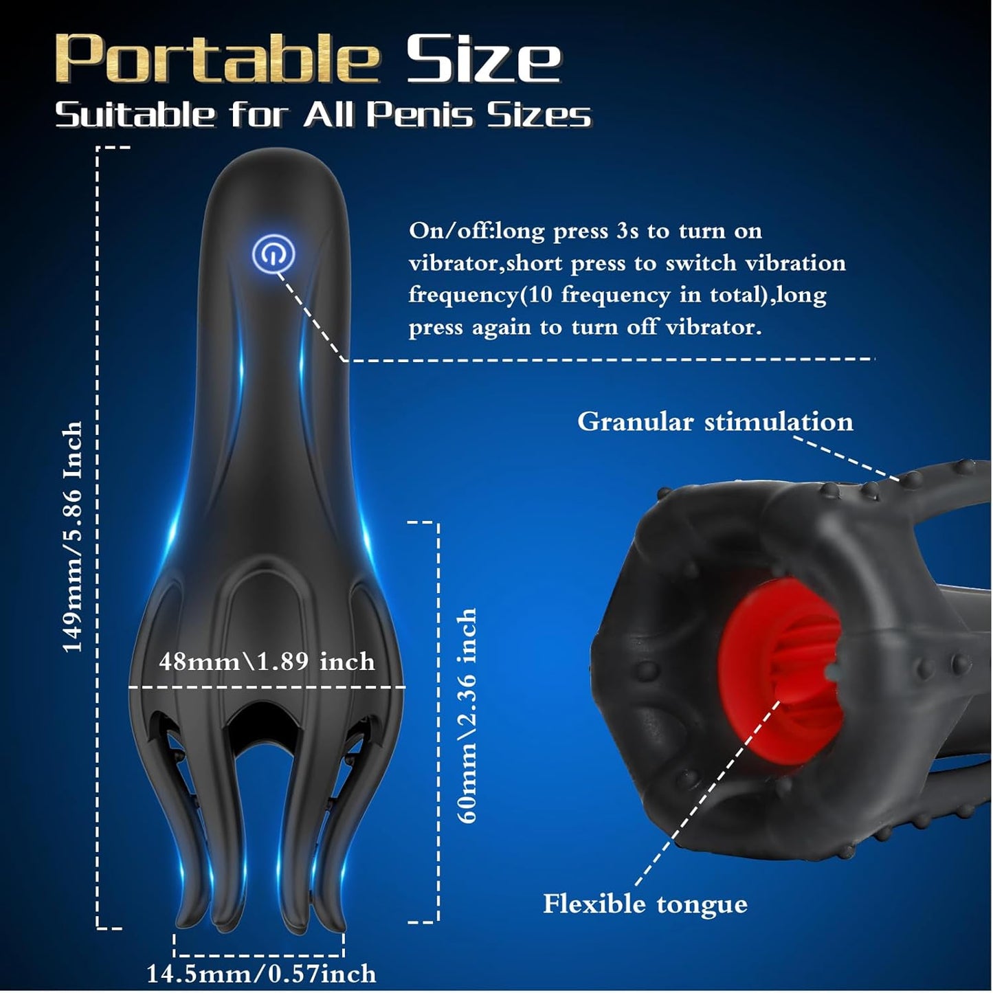 3 IN 1 Penis Vibrator Glans Trainer Masturbator with 10 Vibration & Licking Modes