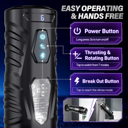 Hands Free Automatic Masturbator Sex Machine with 7 Thrusting & 7 Rotating Modes