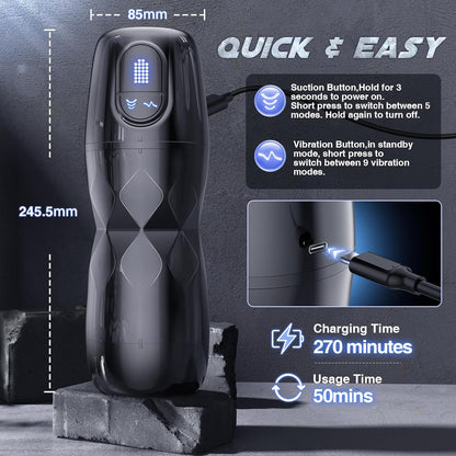 Automatic Masturbator Penis Pump Enlargers with 5 Sucking & 9 Vibrating Modes