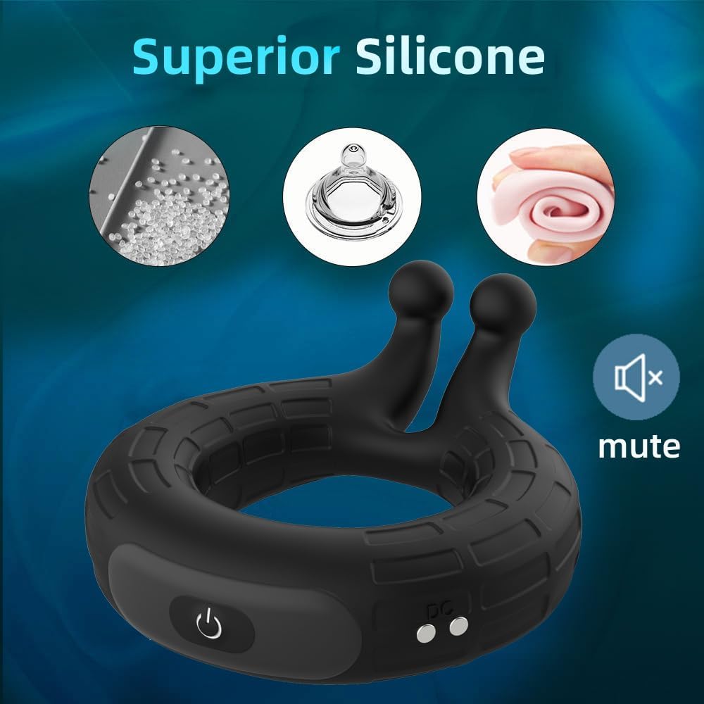 Penis Ring Vibrator Stimulator Adult Sex Toy with 10 Vibrating Patterns