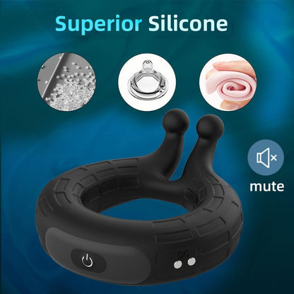 Penis Ring Vibrator Stimulator Adult Sex Toy with 10 Vibrating Patterns