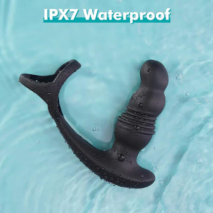 3 IN 1 Anal Toys Cock Ring Vibrators Prostate Massager with 7 Vibration & 3 Thrusting Modes