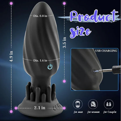 360° Tornado Rotation Anal Plug Prostate Massager with 10 Rotation & Vibration Modes