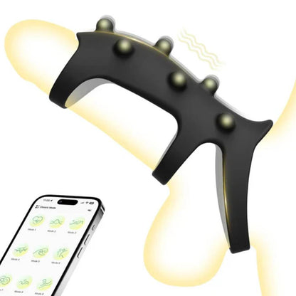 APP Control Penis Trianer Enlarger Cock Ring Masturbator with 10 Vibration Modes