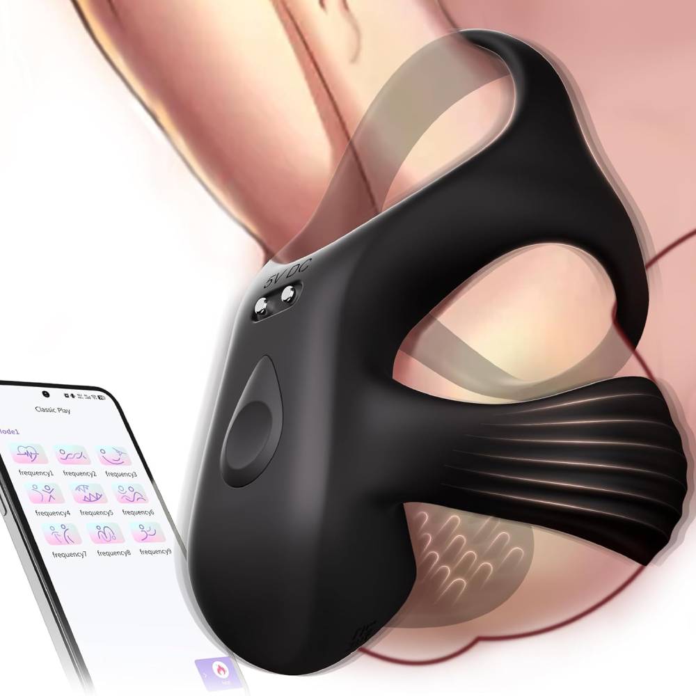 Electric Testicle Penis Trainer Vibrator Massager Cock Ring with 9 Vibration Modes