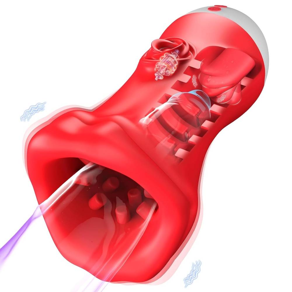 4 IN 1 Electric Masturbator Penis Trainer Vibrator with 10 Licking & 10 Vibrating Modes