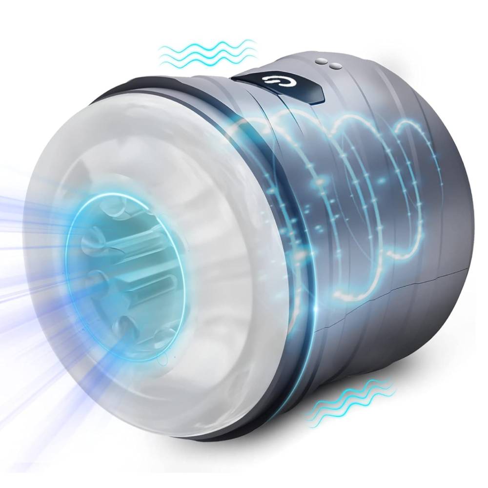 Double-ended Penis Trainer Vibrator Stroker Blowjob Masturbator with 7 Vibration Modes