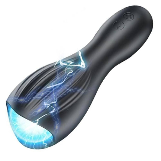 E-stim Penis Trainer Glans Vibrator Stimulator with 10 Vibration Modes & 10 Electric Shocks