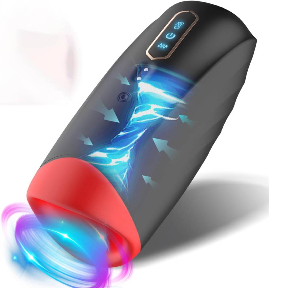 Electric Penis Trainer Vibrator Stroker Blowjob with 10 Vibrating & Sucking & Heating