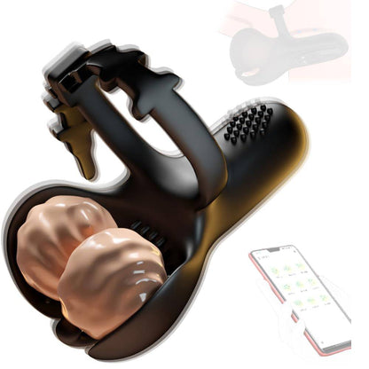 Adjustable Penetration Penis Trainer Vibrator Glans Massager with 9 Vibration Modes