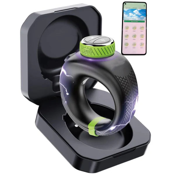E-stim Penis Trainer Vibrator Cock Ring Masturbator with 10 Vibrations & Electro Shocks
