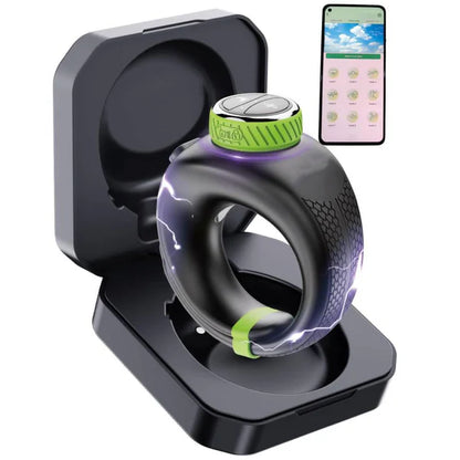 E-stim Penis Trainer Vibrator Cock Ring Masturbator with 10 Vibrations & Electro Shocks