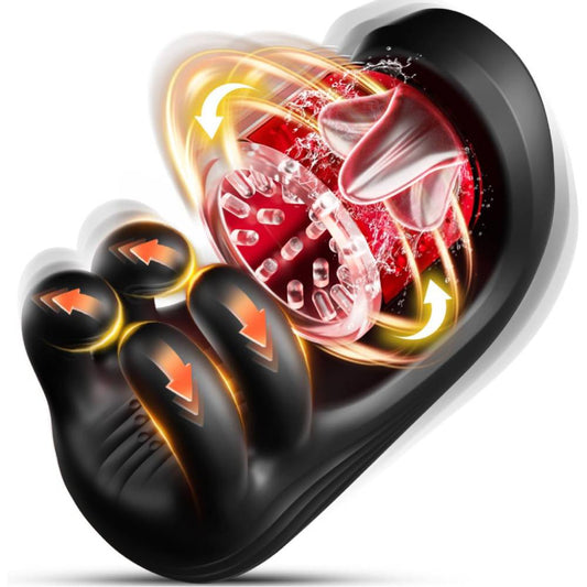 3 IN 1 Penis Trainer Glans Vibrator Stroker Blowjob with 9 Rotation and Vibration Modes