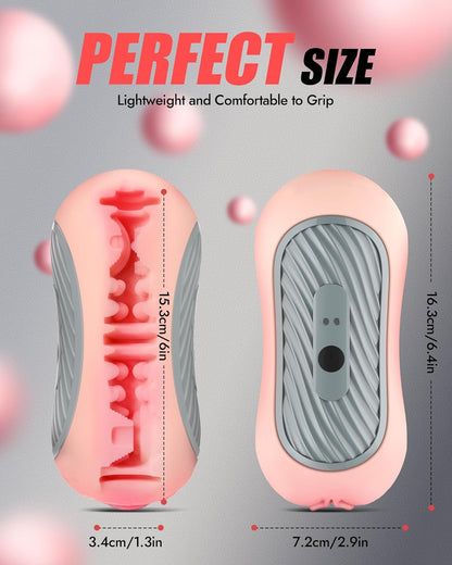 Squeezable Pocket Pussy Stroker Blowjob Masturbator with 8 Vibration & Suction Modes