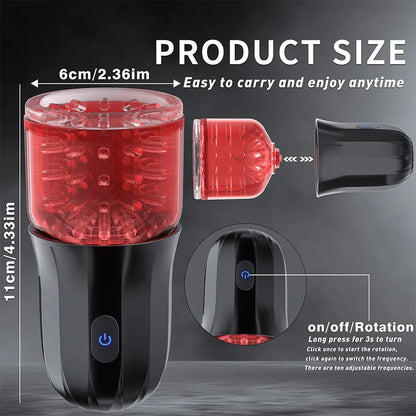 Automatic Masturbator Machine Piston Sucker Blowjob with 10 Rotation Modes