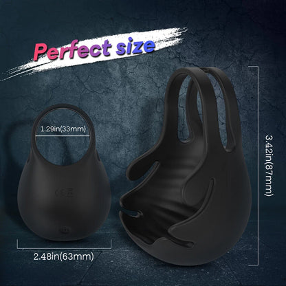 Scrotum Pouch Cock Ring Ball Stretcher Penis Trainer Enhancer Vibrator Delay Ejaculator