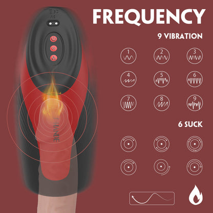 Electric Penis Trainer Vibrator Stroker with & 6 Suction & 9 Vibration Modes & Heating