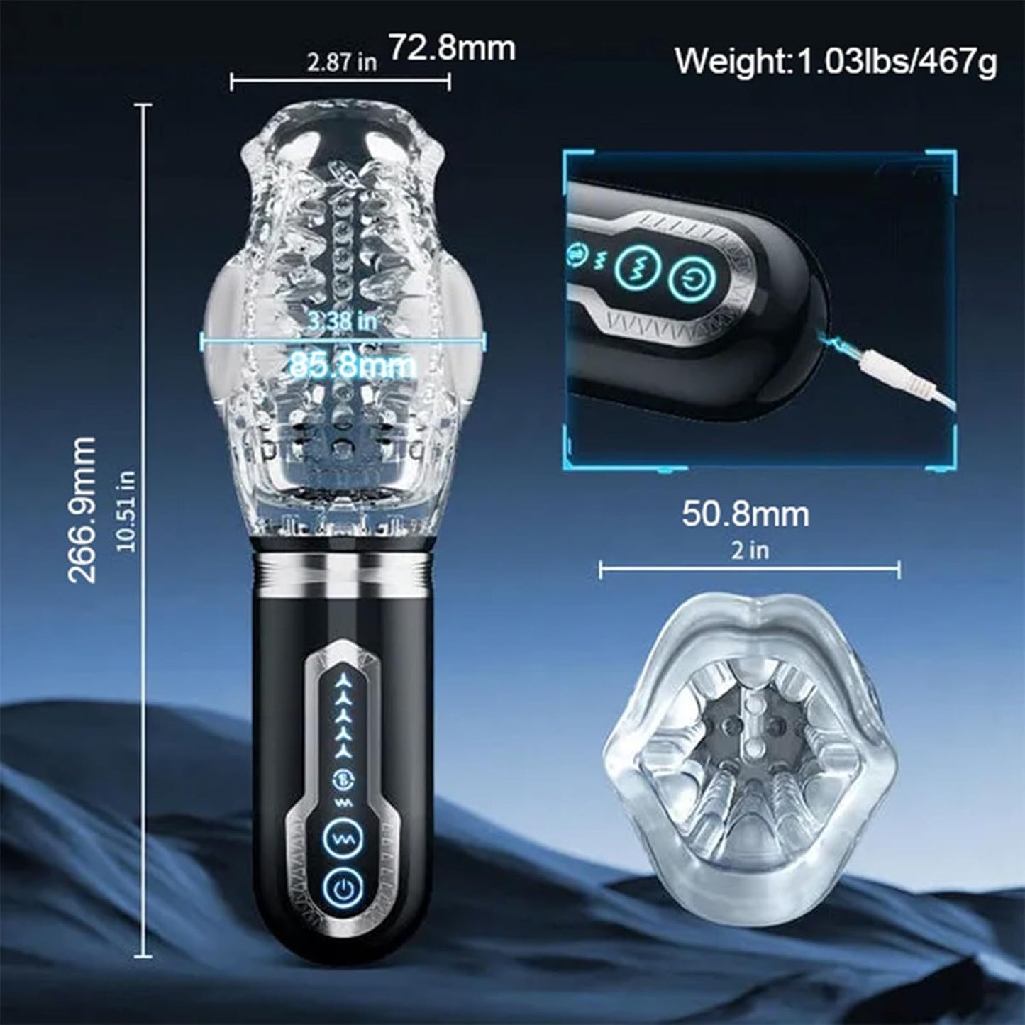 Automatic Penis Trainer Stroker Masturbator with 5 Thrust & Rotation & 7 Vibration Modes