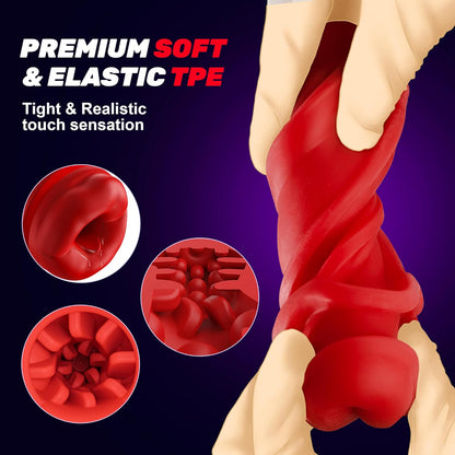 2 IN 1 Mouth-Wrapped Penis Trainer Vibrator Masturbator with 9 Vibrations & Heating