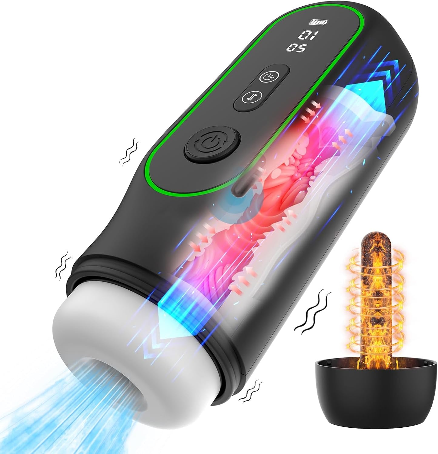 Blowjobsex Machine Automatic Heating Masturbator Stroker with 4 Sucking & 15 Thrusting & 6 Vibrating