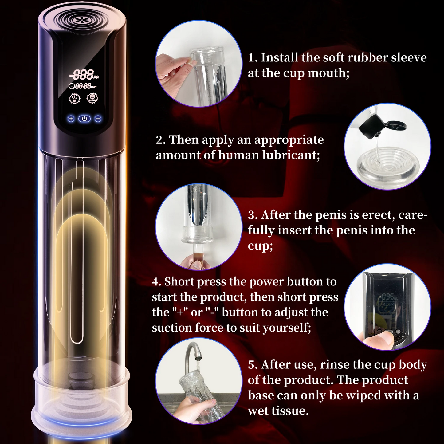 Electric Penis Pump Erection Trainer Blowjob with 4 Powerful Suction Modes