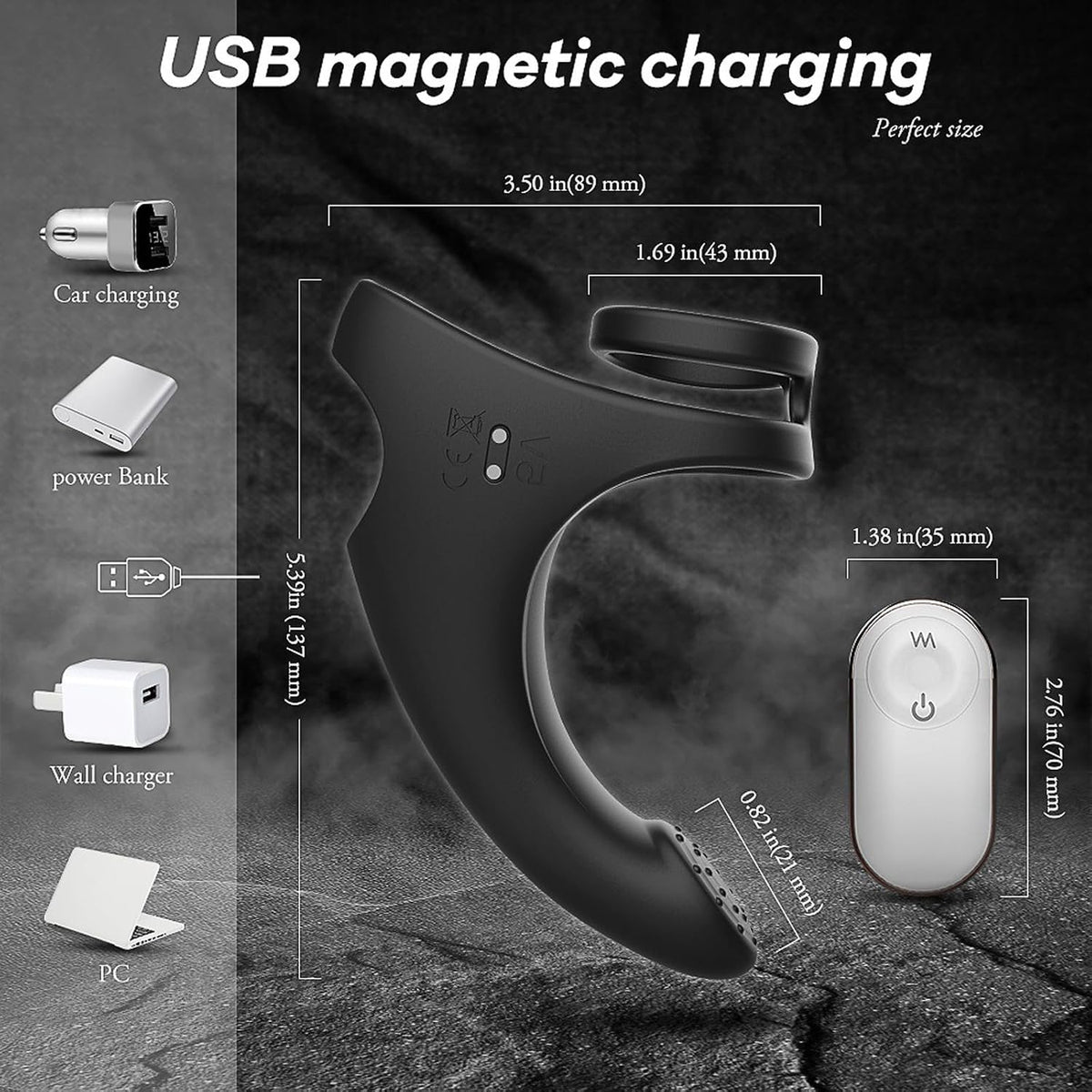 Erection Massager Penis Trainer Vibrator Cock Ring with 9 Powerful Vibration Modes