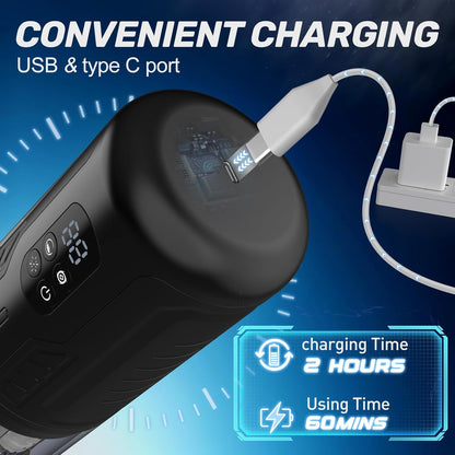 LCD Display Automatic Masturbator Penis Pump with 7 Licking Vibrating Rotating Thrusting