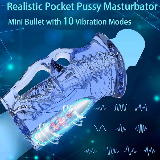 3D Realistic Electric Male Masturbator Pocket Pussy with 10 Vibration Modes