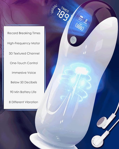 Realistic Vibrating Stroker Male Masturbator with LCD and 8 Vibration Modes