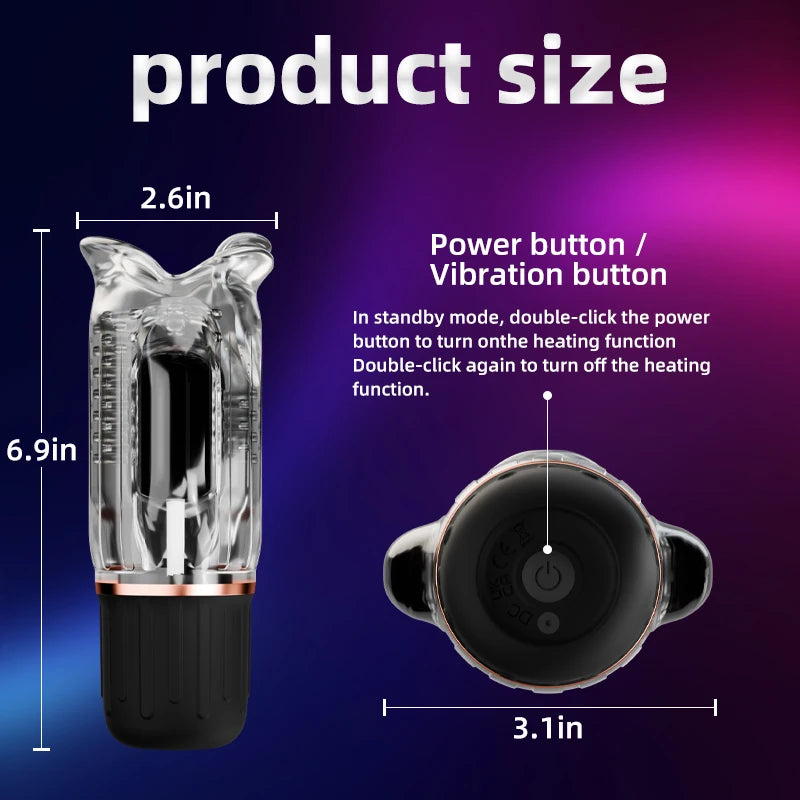 3 IN 1 Penis Trainer Vibrator Masturbator with 10 Vibrating &  Licking & Heating Modes