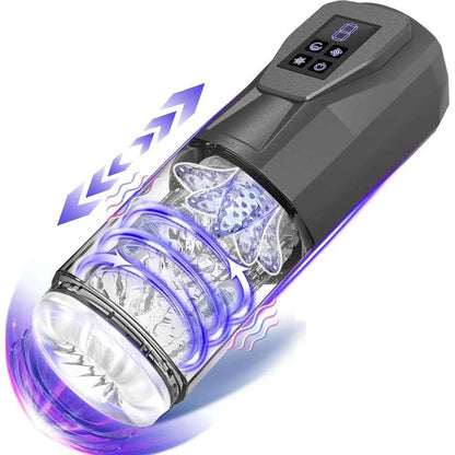 Automatic Masturbator Penis Trainer Stroker with 7 Vibrating & Rotating & Thrusting & Licking Modes