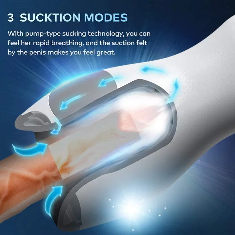 Automatic Sucking Vacuum Masturbator Penis Trainer Vibrator Heating Blowjob