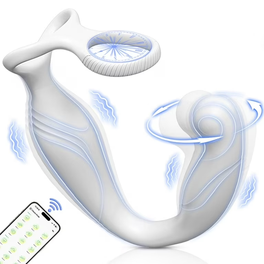 Anal Vibrator Prostate Massager Butt Plug Penis Ring with 10 Rotating & Thrusting Modes
